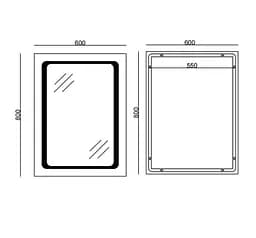 Дзеркало Mixxus TWEE MR09-80x60-REVERSE з LED Touch, Anti-fog, димером, регулюванням яскравості (MI6660) - мініатюра 5