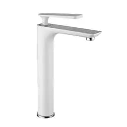 F1052-56(H52) Змішувач для умивальника високий литий гусак латунний корпус гайка Ø35 білий/хром Frap 1/10 Білий