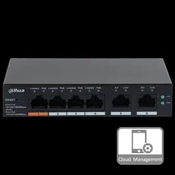 4-портовий гігабітний керований PoE комутатор DH-CS4006-4GT-60 з 4 портами POE 1000Мбіт + 2 порти UP-Link 1000Мбіт,130x90x26 мм