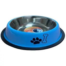 Миска для собак 4Dog з нержавіючої сталі протиковзна 710 мл 16.5 см синя