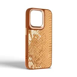 Кожаный чехол для Apple iPhone 14 Pro, Harder Snake Pattern, бежевый, термополиуретан ТПУ + экокожа с текстурой змеиной кожи, панель, защита корпуса, противоударный, микрофибра, рамка вокруг камеры, защита всего корпуса, (ARM76806) - мініатюра 2