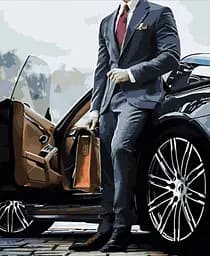 Набір для розпису по номерах Чоловік біля машини, Strateg, 40x50 см, HH075