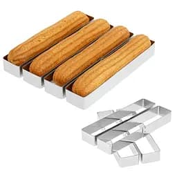 Металеві прямокутні формочки порційні для еклерів тістечок та тарталеток 20х4х2.5 см (набір з 4 шт.), Master Class Сірий 87796