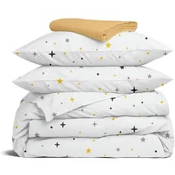 Комплект постільної білизни Cosas Midnight stars CS8 Сімейний сірий (MidnightStars_El180x30-11Honey_160x2)