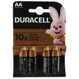 Батарейка AA (LR6), лужна, Duracell Duralock Basic, 4 шт, 1.5V, (MN1500 4BL)
