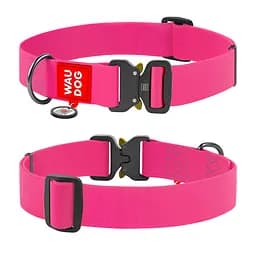Ошейник для собак водостойкий Waudog Waterproof с QR-паспортом металлическая пряжка-фастекс Ш 40 мм Д 46-70 см розовый