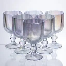 Набор бокалов для вина 6 штук по 300 мл ребристых из толстого стекла rainbow HP-19-234.