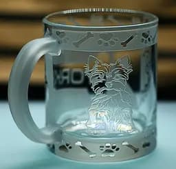 Скляна чашка кружка 320 мл  з гравіюванням Йорк подарунок для власника собаки або поціновувача породи