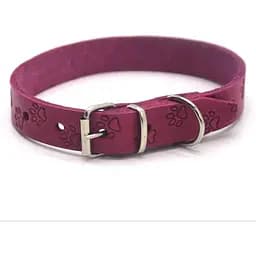 Нашийник для собак Zoo-hunt ОТ Лапка шкіряний тиснений рожевий 1,8/28-36 см