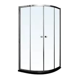 Душевая кабина угловая RJ 100x100 раздвижная прозрачное стекло 6 мм с ПВХ-подиумом и полочкой хром K1900T-1008, прозрачный, хром