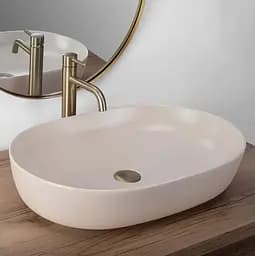 Умивальник Rea Cleo 61 beige matt бежевий накладний REA-U9655 - мініатюра 2