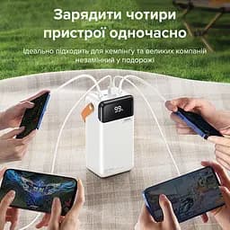 Павербанк Remax Lesu II Series RPP-565 / 60000мАг / до 22,5 Вт / USB-C+USB-A+Lightning / PD+QC / із вбудованими кабелями / Сірий - мініатюра 7