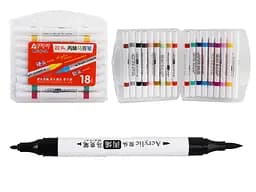 Набор скетчмаркеров акриловых двусторонних Aodemei, 18 цветов, пластиковый бокс, 6140-18M