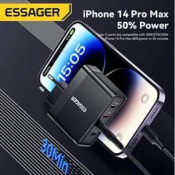 Зарядний пристрій Essager GaN2 Pro потужний QC PD 100W 20V 5A - мініатюра 5