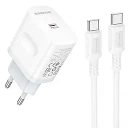 МЗП Borofone BA99A Breeze PD20W (1USB-C) + кабель Type-C to Type-C White