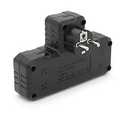 Розетка двойник с заземлением Voltronic F-303 Black, 2 розетки+3USB(1А)+Type-C, 2500W, 10A, 220V - мініатюра 2