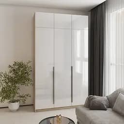 Шафа 3-дверна з антресоллю MebelStar Оскар Gloss BL-B, 4 додаткові полиці 150x52x260 см Дуб сонома/Білий (MBS-5499)