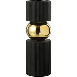 Ваза J-line стеклянная черная с золотом 35 см (49651)