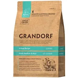 Сухий корм для дорослих собак середніх та великих порід Grandorf Four Meat Adult 4 види м'яса і пробіотики 10 кг