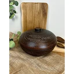 Кастрюля для плова с крышкой керамический (глиняный) резной Колосок 3 л