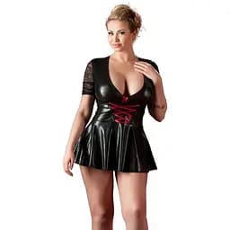 Мини-платье Cottelli Collection Vinyl Lack Wetlook Latex XL черный