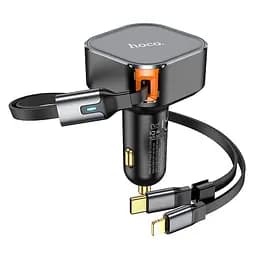 Адаптер автомобильный Hoco Clever PD30W Car charger with telescopic cable NZ13 (Type-C+iP)