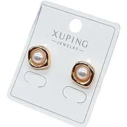 Перлові сережки Xuping гіпоалергенні з медичного сплаву під золото