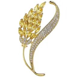 Брошь-булавка колосок пшеницы со стразами