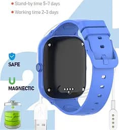 Дитячий смарт годинник Lemfo D89 з GPS трекером, SIM-картою, відеодзвінками, AMOLED дисплеєм, камерою, прослуховуванням, голосовим чатом, Wi-Fi та кнопкою SOS Синій - мініатюра 10