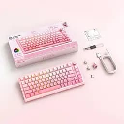 Клавіатура Onikuma ігрова бездротова з підсвіткою RGB Bluetooth до 500 годин роботи Геймерська рожевий - мініатюра 8
