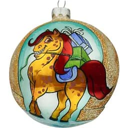 Ялинкова прикраса Санта Шоп Символ 2026 Підкова на щастя скло (4820001180381)