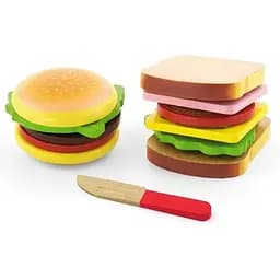 Іграшкові продукти Гамбургер та сендвіч Viga Toys 50810 для дівчаток та хлопчиків
