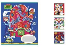 Тетради ученические 12 листов клетка. 1В Ukraine style, 25 шт. в упаковке