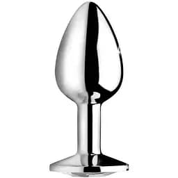 Анальная пробка Fantasy Silver Butt Plug Diamond S 7 см (белый)