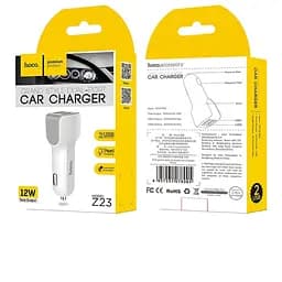 АЗП Hoco Z23 grand style dual-port car charger 2USB 2.4A White - мініатюра 2