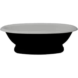 Ванна окремостояча глянцева Amdcon Olmpa 180x90 чорна на п'єдесталі з литого каменю OLMPA_180_pad_BLACK_HL Чорний