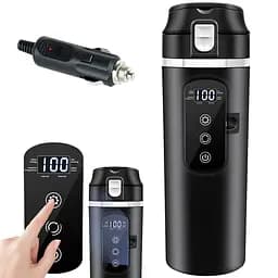 Термокружка 500мл для автомобиля с нагревом до 100°C от прикуривателя 12В/24В. С сенсорными кнопками. Термочаш