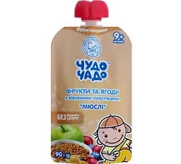 Пюре Чудо-Чадо Фрукти-ягоди-вівсяні пластівці, 90 г
