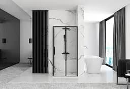 Душова кабіна Rea Rapid Slide 100x140 black REA-K6423 + REA-K6404, Чорний матовий, Універсальна, прозрачний, Чорний матовий - мініатюра 5