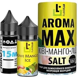 Набор компонентов для самозамеса солевой жидкости для вейпа Flavorlab Aroma MAX 30 мл 0-50 мг Киви Манго Лед (15361)