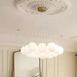 Люстра-пучок на 13 мармурових плафонів у латунному корпусі Арт. MJ 141 13 AB+WT (NEW) Line F