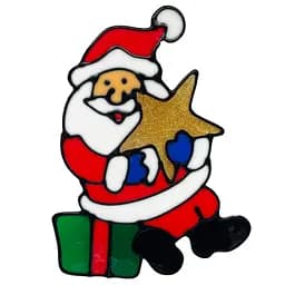 Силиконовая наклейка на стекло "Санта-Клаус со звездой" 13-63-29, 20 х 15 см