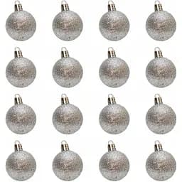 Набір ялинкових куль Linhai 16 шт D4 см сріблястий гліттер пластик (891961)