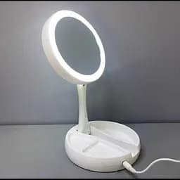 Дзеркало для макіяжу з підсвіткою, настільне, складане, 22 LED, 24×36 см - мініатюра 2