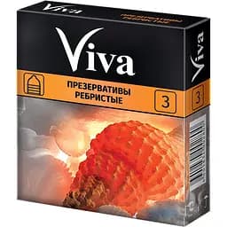 Презервативи з силіконовим мастилом Viva Ребристі, 3 шт. (754531)