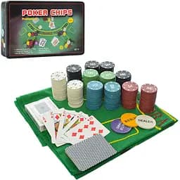 Настольная игра Bambi Покер фишки дилера 2 бревна карт 300 фишек с номиналом (A164)