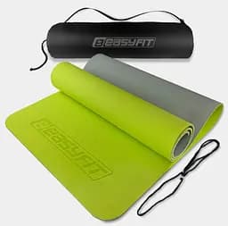 Коврик для йоги и фитнеса EasyFit TPE+TC 6 мм двухслойный, лимонно-серый + Чехол (EF-1924s-LGGY)