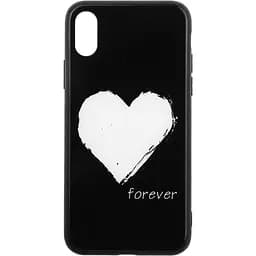 Чохол-накладка Toto Glass Fashionable Case Apple iPhone X White Heart on Black