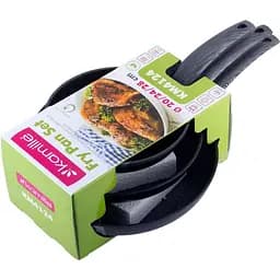 Набор из 3х сковородок с антипригарным покрытием Kamille 20 см. 24 см. 28 см Черная 000274954