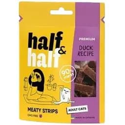 Лакомство для кошек Half&Half в форме мясных полосочек с уткой 50 г